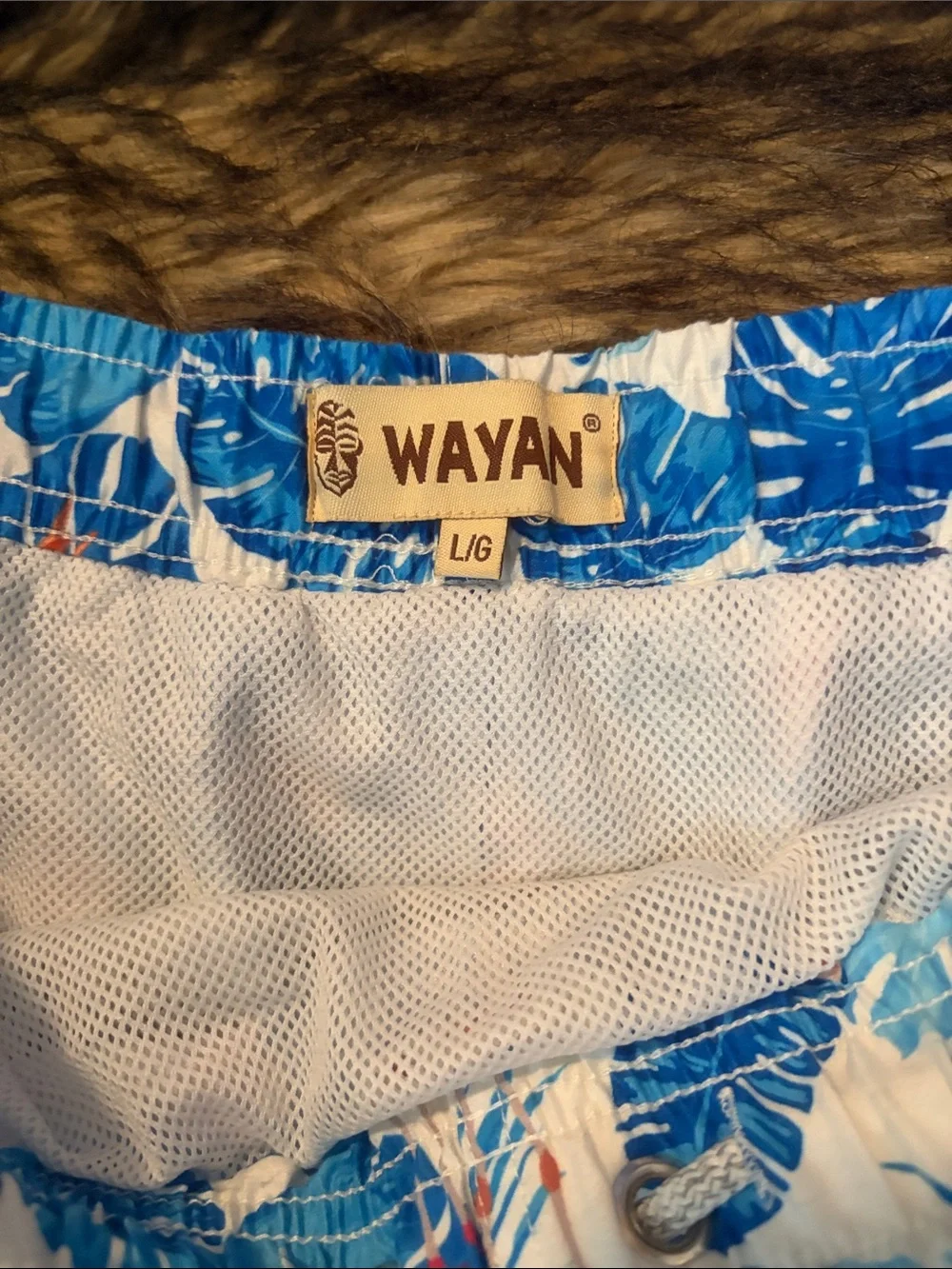 Men's Tropical Flamingo Swim Trunks - Blue & Pink Size large